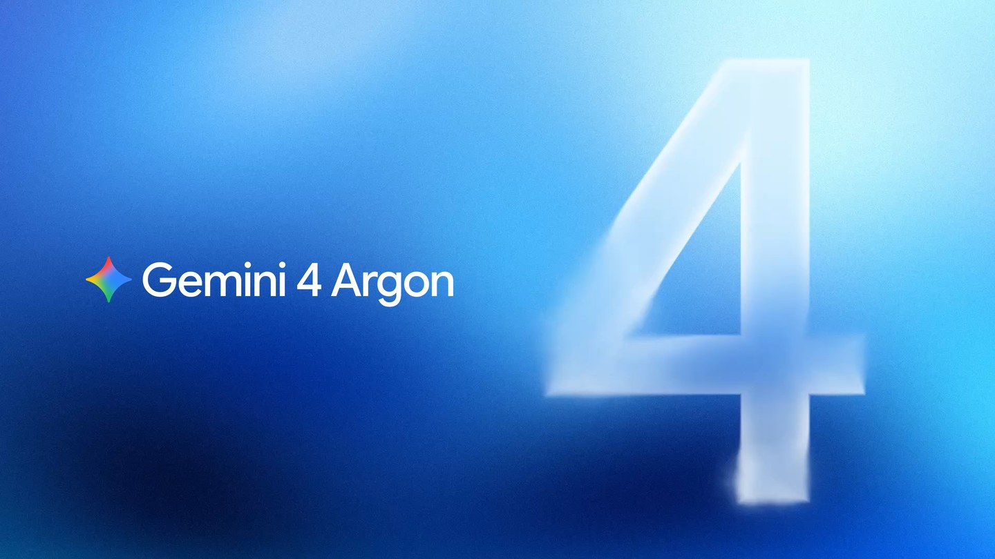ภาพโปรโมต Gemini 4 Argon พื้นหลังไล่เฉดสีน้ำเงินพร้อมเลข 4 ขนาดใหญ่