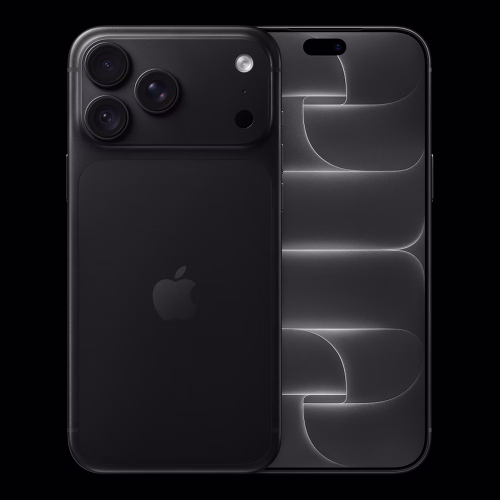 iPhone 18 Pro Max Black ภาพสินค้าทางการจาก Apple ด้านหน้าและด้านหลัง